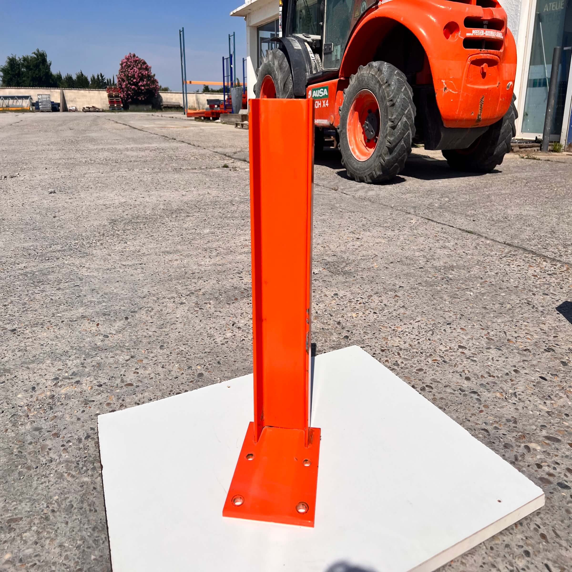 Orange U-shaped post