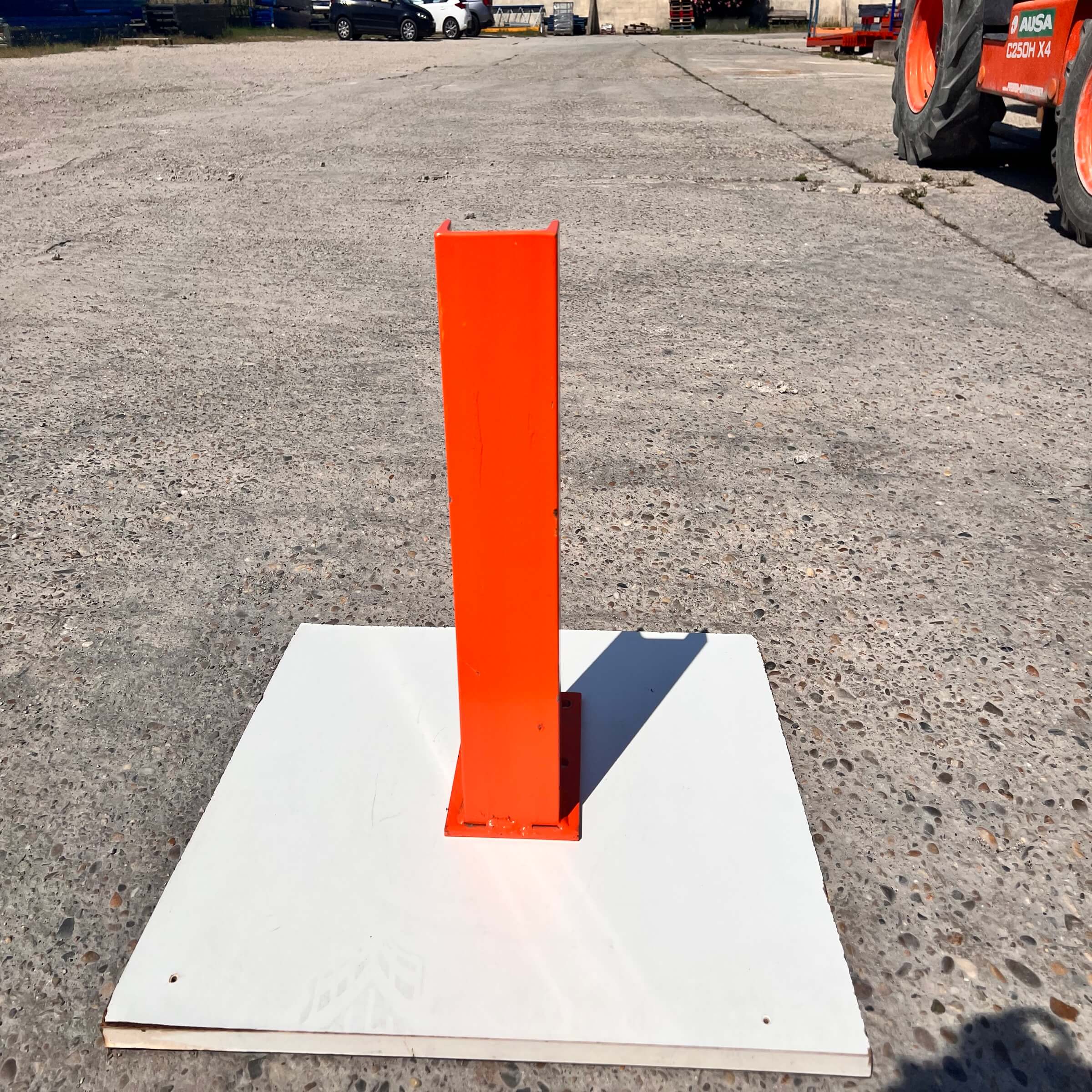 Orange U-shaped post