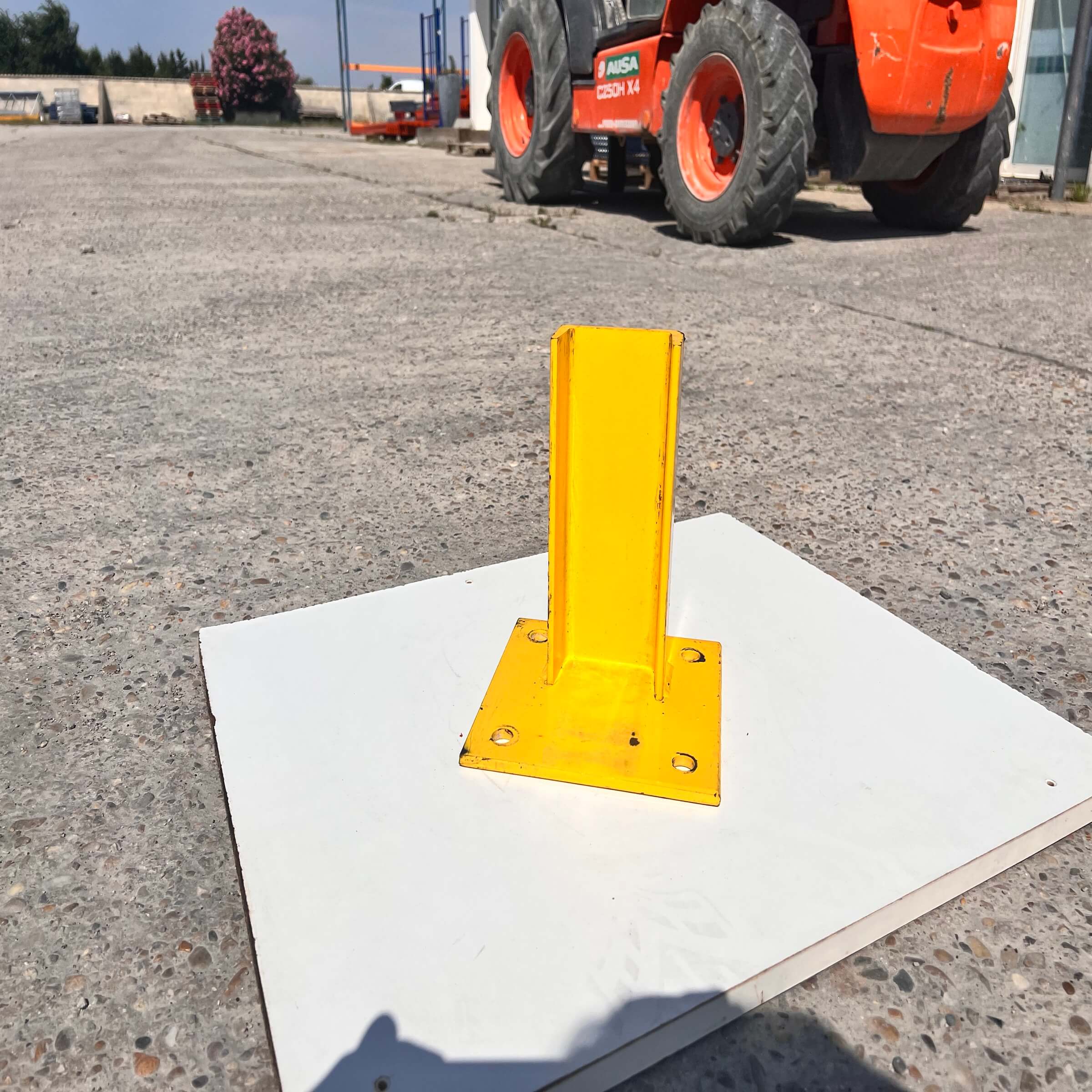 Yellow U-shaped post